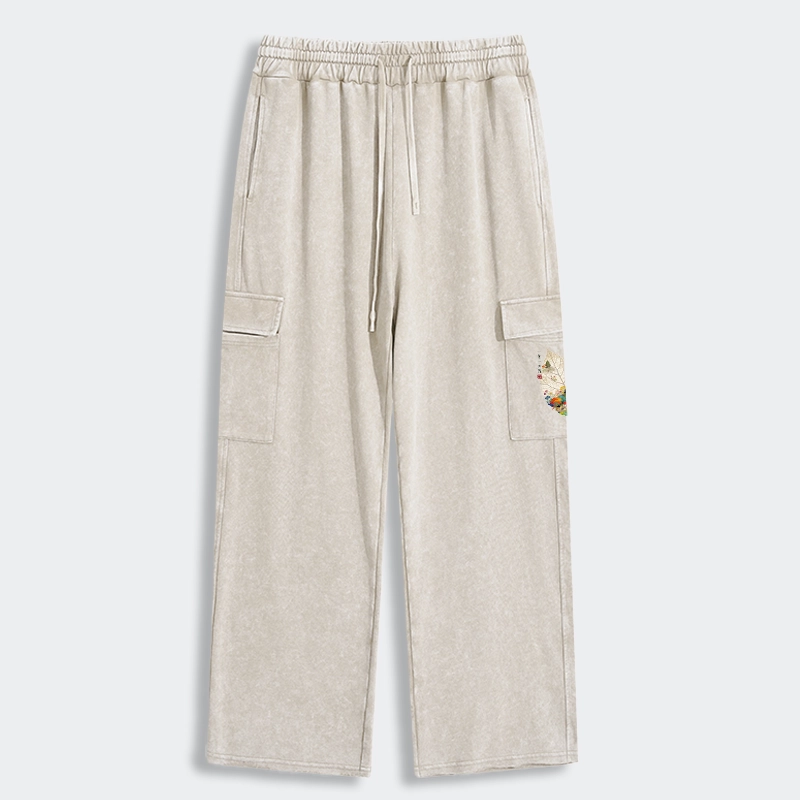 Tokyo-Tiger One Leaf Holds A Tiny Colorful World Washed Utility Sweatpants