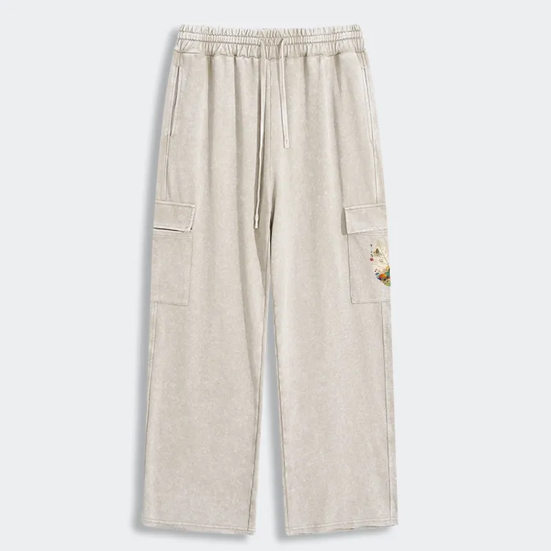 Tokyo-Tiger One Leaf Holds A Tiny Colorful World Washed Utility Sweatpants