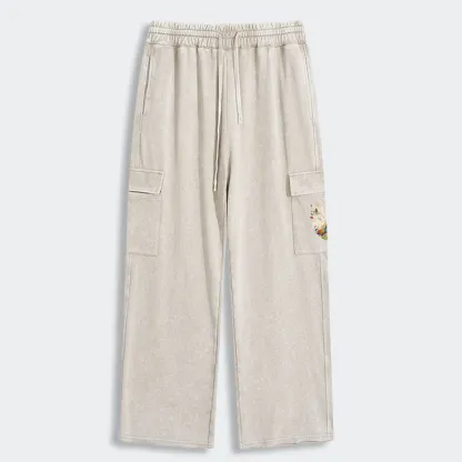 Tokyo-Tiger One Leaf Holds A Tiny Colorful World Washed Utility Sweatpants