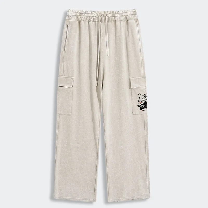 Tokyo-Tiger Panda Samurai Warrior Washed Utility Sweatpants Sale
