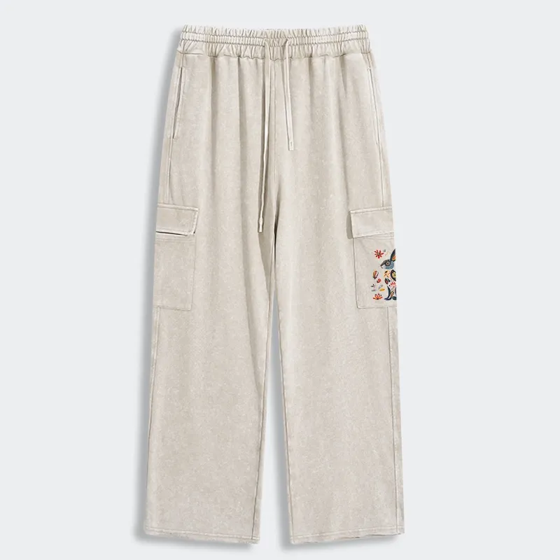 Tokyo-Tiger Folk Hare Bloom Washed Utility Sweatpants Sale