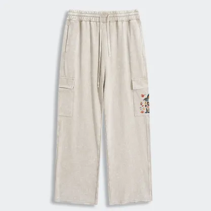 Tokyo-Tiger Folk Hare Bloom Washed Utility Sweatpants
