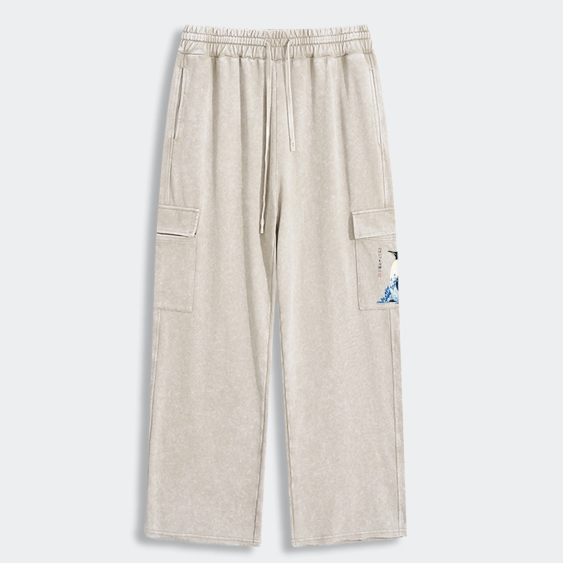 Tokyo-Tiger Keep Calm Penguin Washed Utility Sweatpants