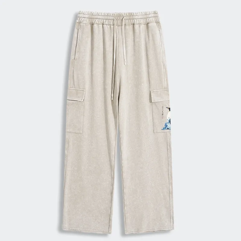 Tokyo-Tiger Keep Calm Penguin Washed Utility Sweatpants