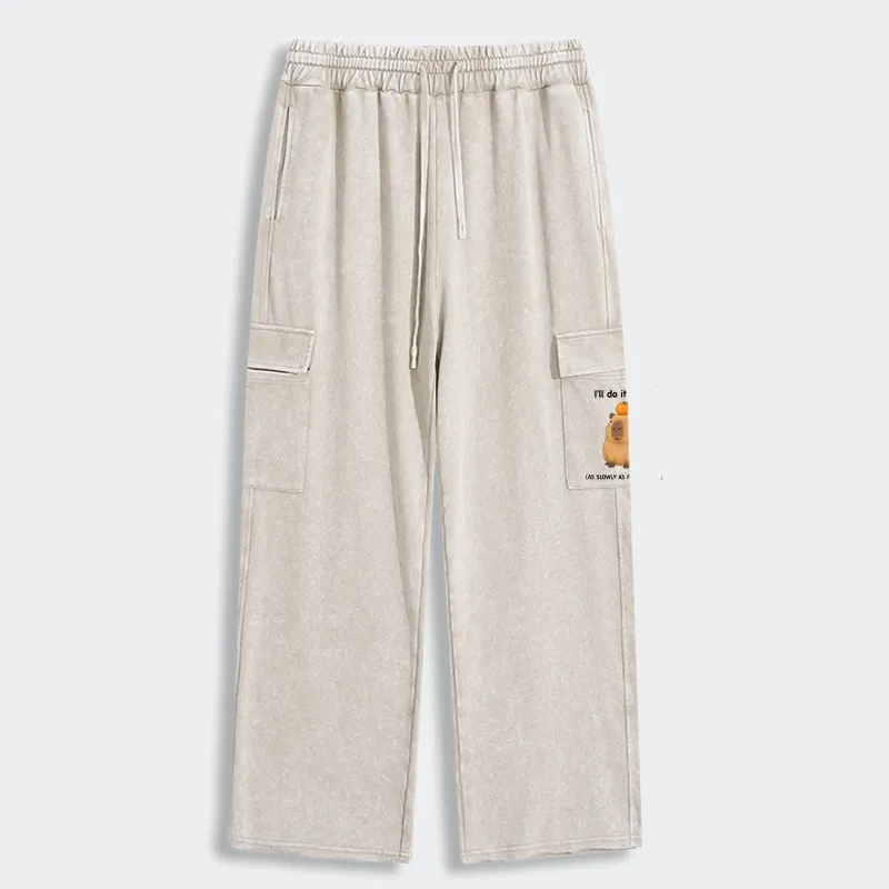 Tokyo-Tiger Slow Task Capybara Meme Washed Utility Sweatpants