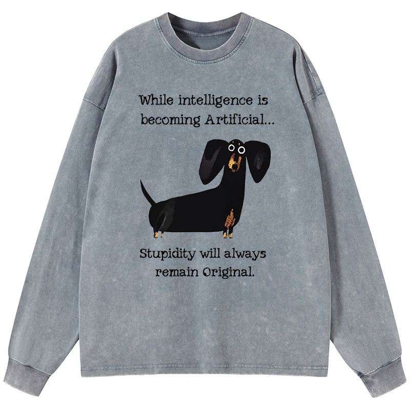 Tokyo-Tiger Dachshund Real Humor Funny Meme Washed Long Sleeve T-Shirt