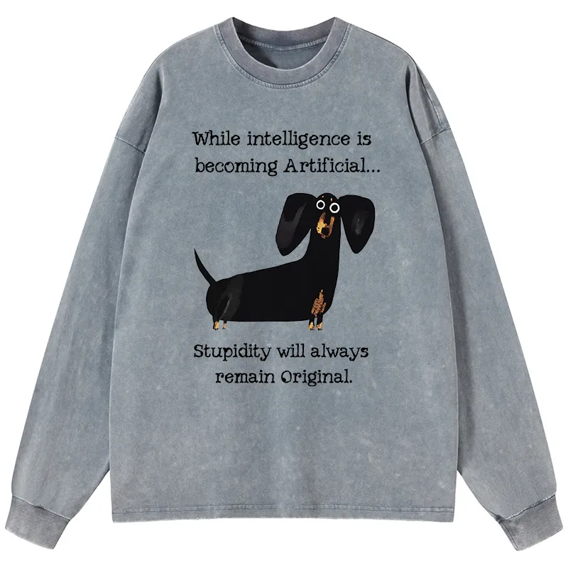 Tokyo-Tiger Dachshund Real Humor Funny Meme Washed Long Sleeve T-Shirt