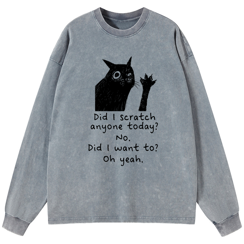 Tokyo-Tiger Black Cat Scratches People Washed Long Sleeve T-Shirt