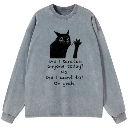 Tokyo-Tiger Black Cat Scratches People Washed Long Sleeve T-Shirt