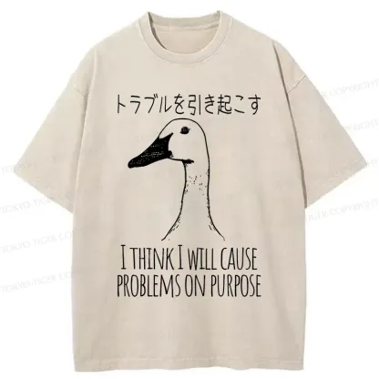 Tokyo-Tiger Silly Goose Funny Washed T-Shirt