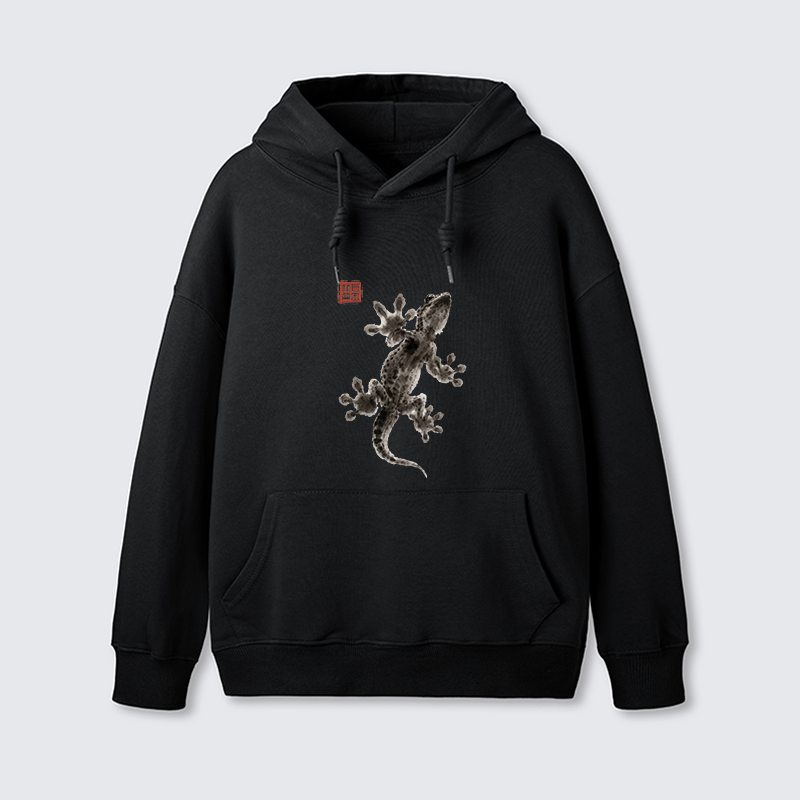 Tokyo-Tiger Minimal Asian Ink Brush Gecko Vibe Classic Hoodie