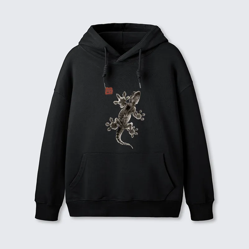 Tokyo-Tiger Minimal Asian Ink Brush Gecko Vibe Classic Hoodie
