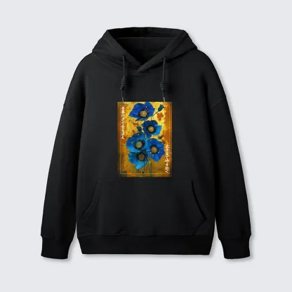 Tokyo-Tiger Shiny Blue Flower Warm Golden Background Classic Hoodie