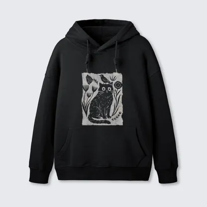 Tokyo-Tiger Folk Paper Cut Cat Bird Floral Art Classic Hoodie