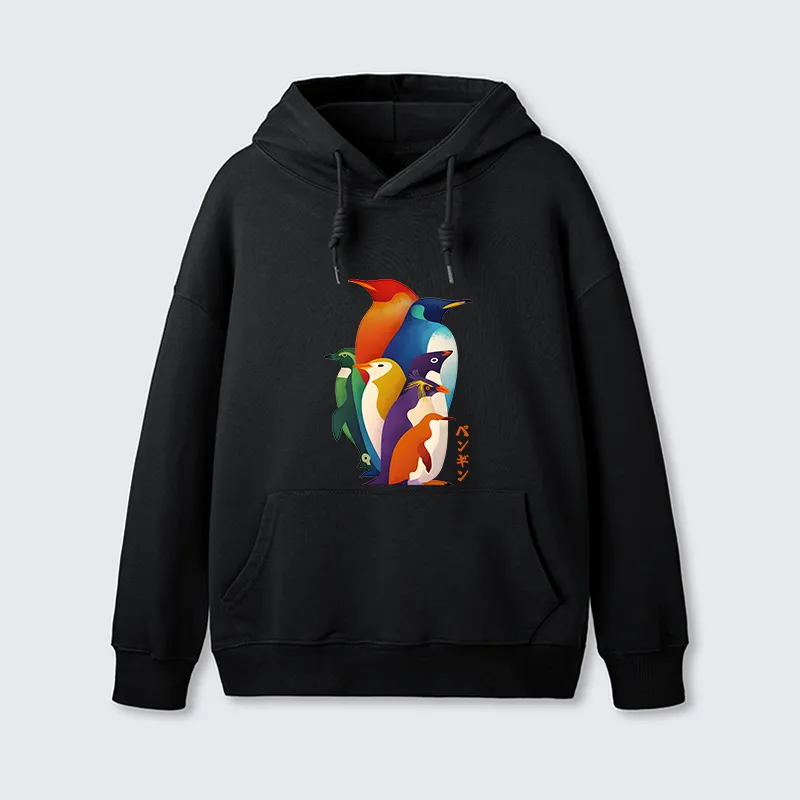 Tokyo-Tiger Cute Multi Tone Penguins Classic Hoodie