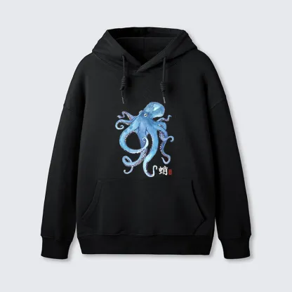 Tokyo-Tiger Watercolor Blue Octopus Classic Hoodie