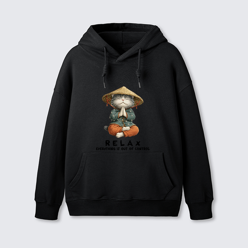 Tokyo-Tiger Zen Relax Cat Graphic Classic Hoodie