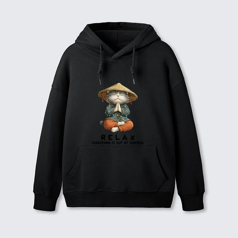 Tokyo-Tiger Zen Relax Cat Graphic Classic Hoodie