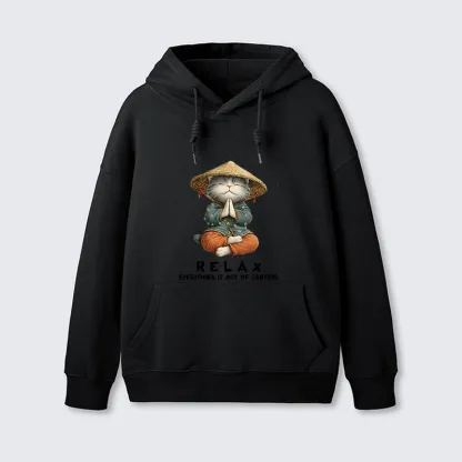 Tokyo-Tiger Zen Relax Cat Graphic Classic Hoodie