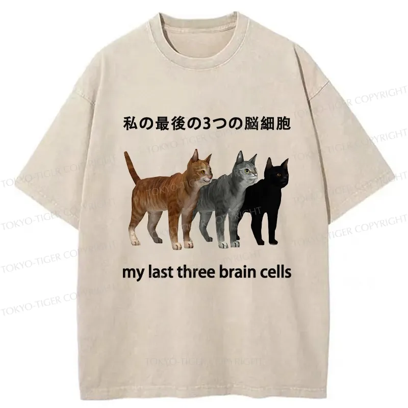 Tokyo-Tiger My Last Three Brain Cells Washed T-Shirt Sale