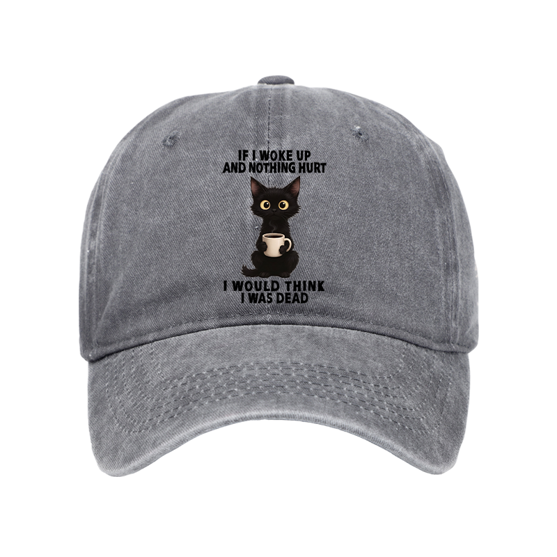 Tokyo-Tiger Funny Cute Black Cat And Coffee Meme Washed Cap
