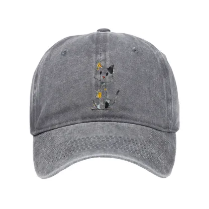 Tokyo-Tiger Minimal Splash Ink Cute Cat Washed Cap