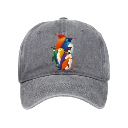 Tokyo-Tiger Cute Multi Tone Penguins Washed Cap