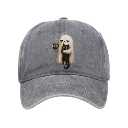 Tokyo-Tiger Ghost Cat Coffee Mood Washed Cap