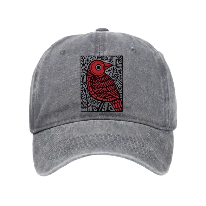 Tokyo-Tiger Retro Woodblock Bird Washed Cap