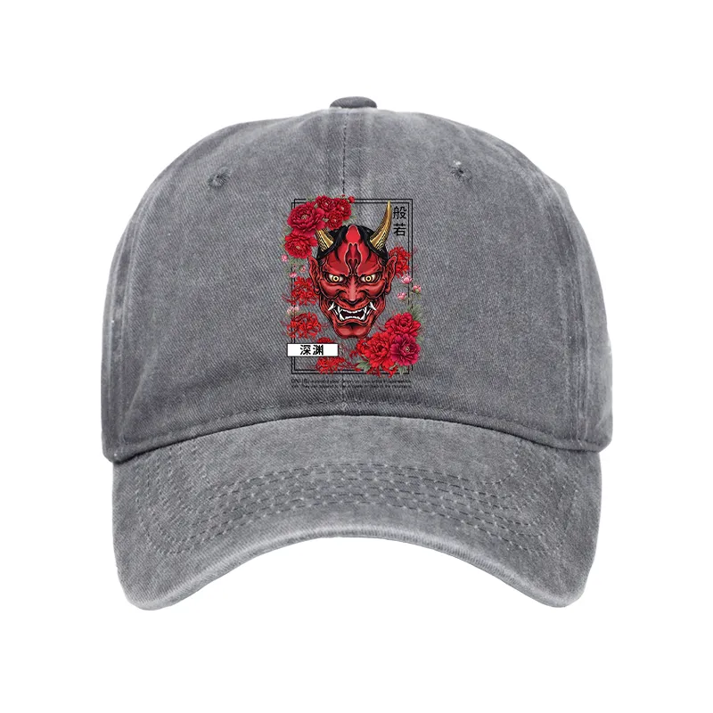 Tokyo-Tiger Cool Oni Floral Art Washed Cap