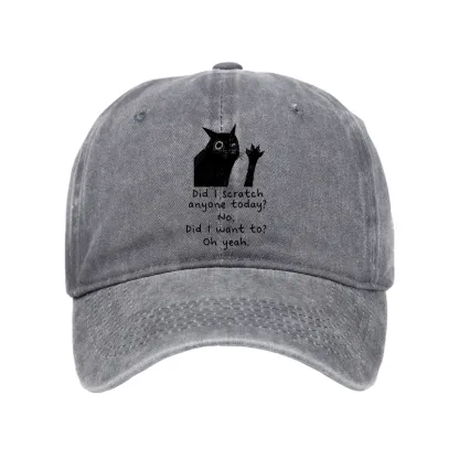 Tokyo-Tiger Black Cat Scratches People Washed Cap