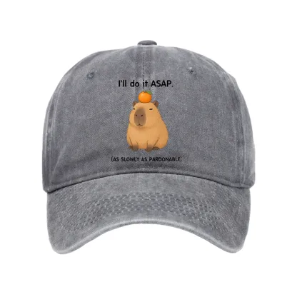Tokyo-Tiger Slow Task Capybara Meme Washed Cap