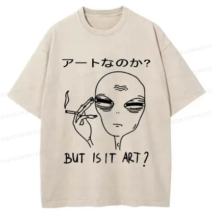 Tokyo-Tiger Alien Irony Funny Washed T-Shirt