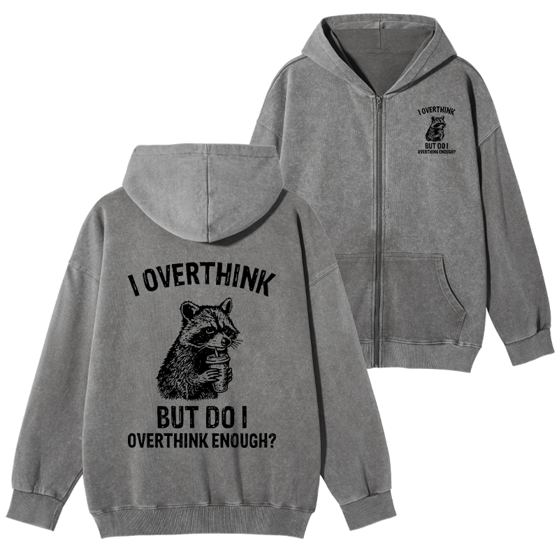 Tokyo-Tiger Constant Overthinking Washed Zip Hoodie