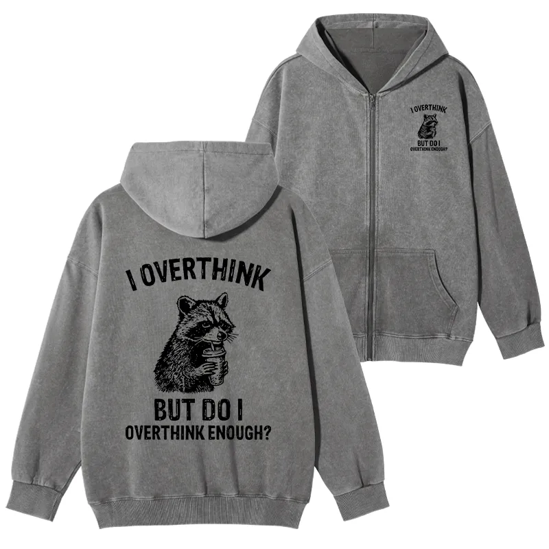 Tokyo-Tiger Constant Overthinking Washed Zip Hoodie