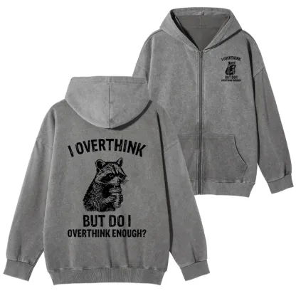Tokyo-Tiger Constant Overthinking Washed Zip Hoodie
