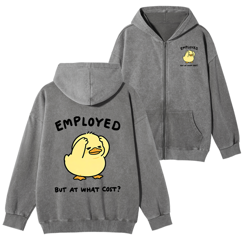 Tokyo-Tiger Funny Work Duck Washed Zip Hoodie