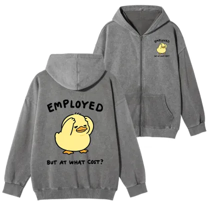 Tokyo-Tiger Funny Work Duck Washed Zip Hoodie