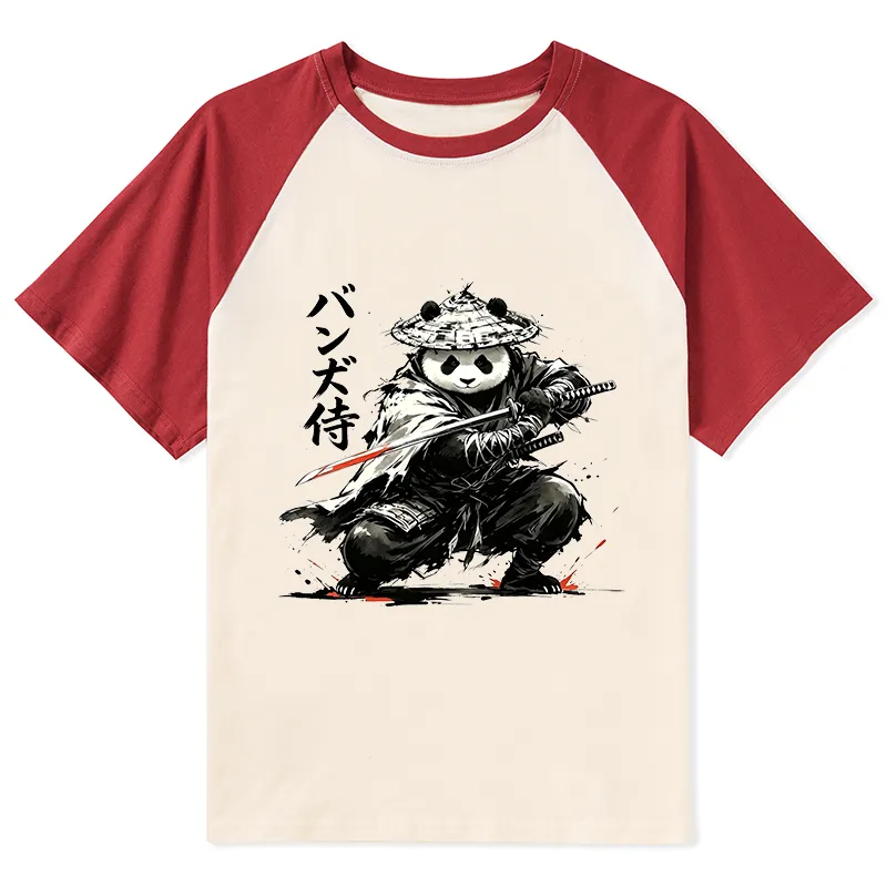 Tokyo-Tiger Panda Samurai Warrior Raglan T-shirt