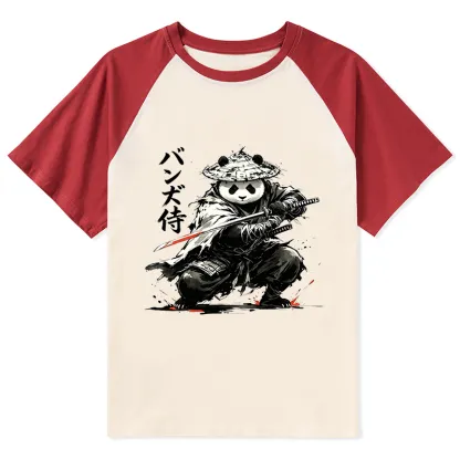 Tokyo-Tiger Panda Samurai Warrior Raglan T-shirt