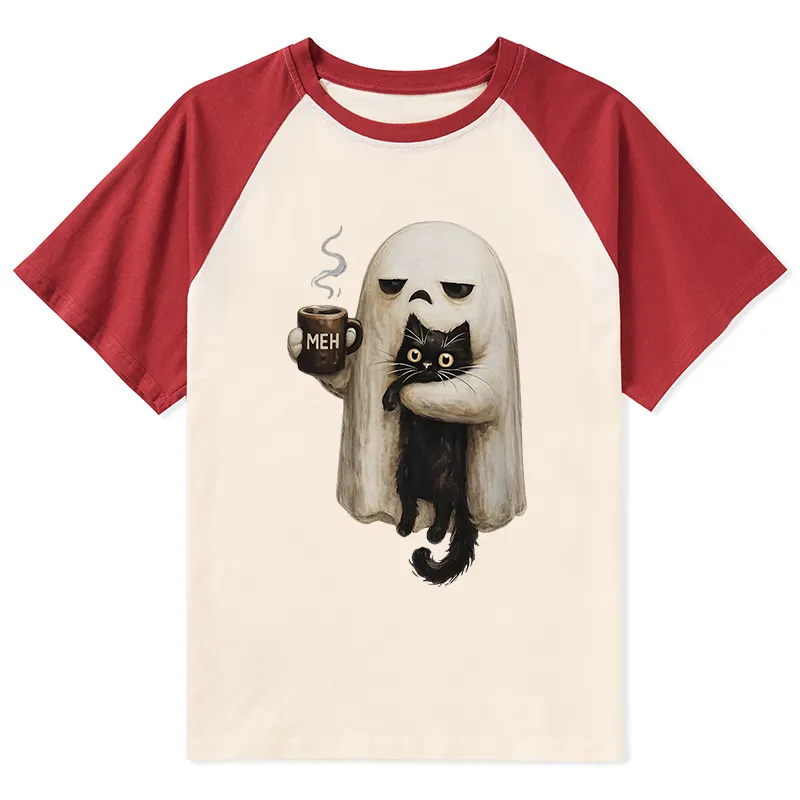 Tokyo-Tiger Ghost Cat Coffee Mood Raglan T-shirt