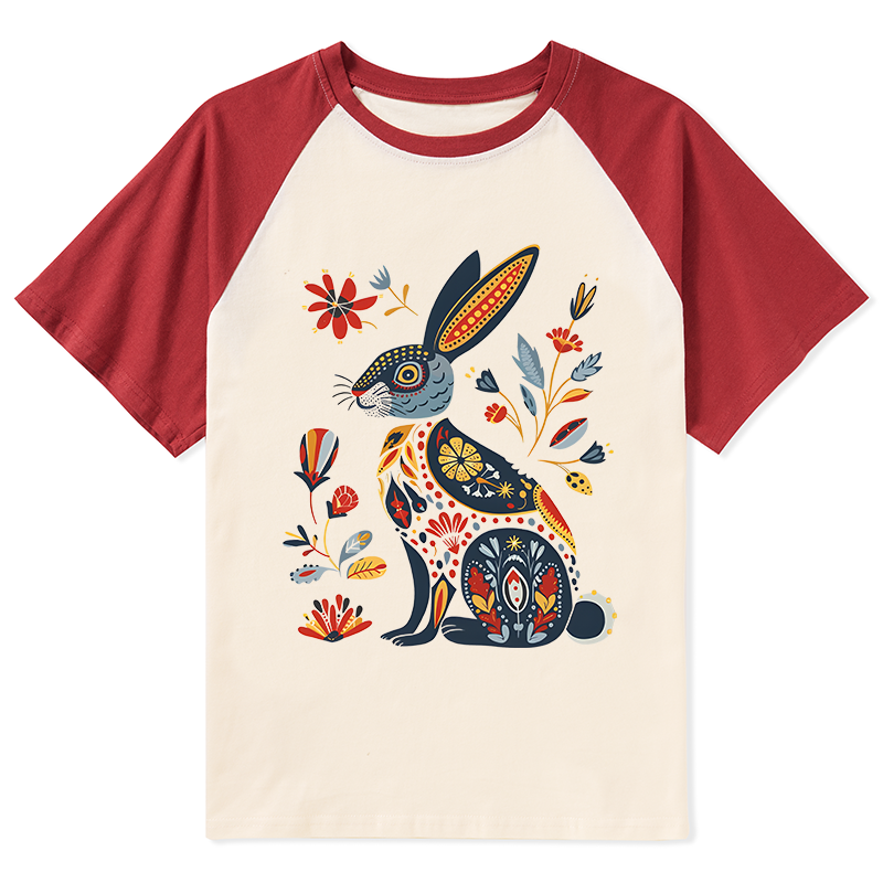 Tokyo-Tiger Folk Hare Bloom Raglan T-shirt