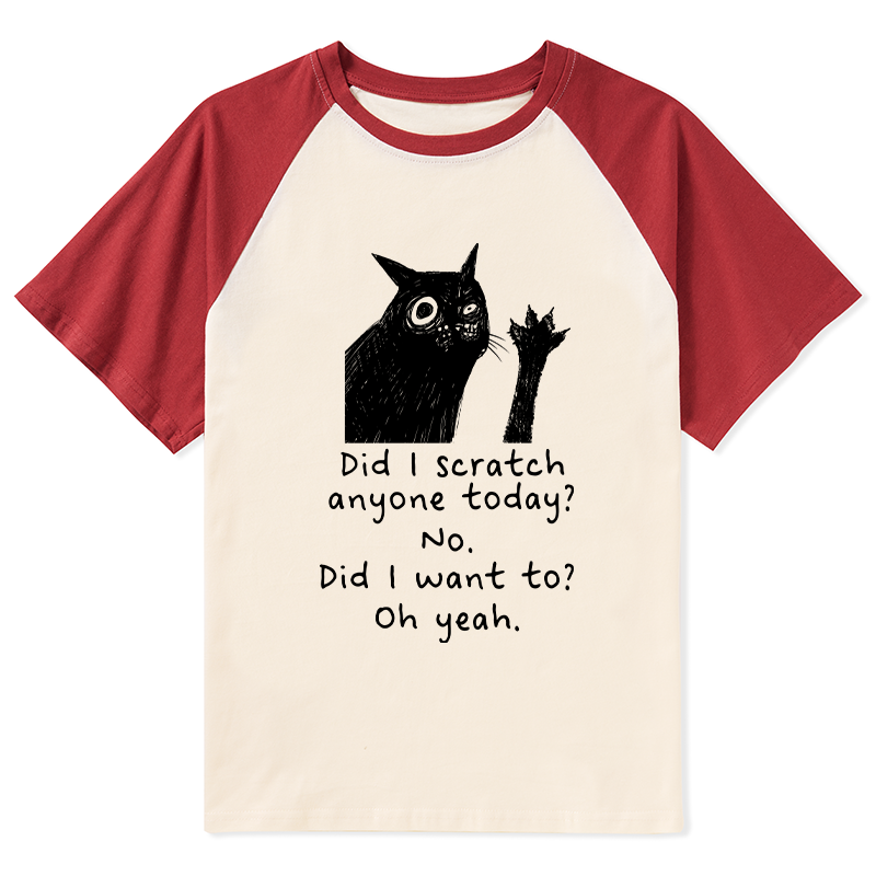 Tokyo-Tiger Black Cat Scratches People Raglan T-shirt