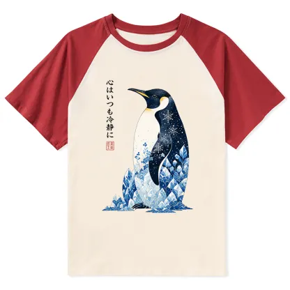 Tokyo-Tiger Keep Calm Penguin Raglan T-shirt