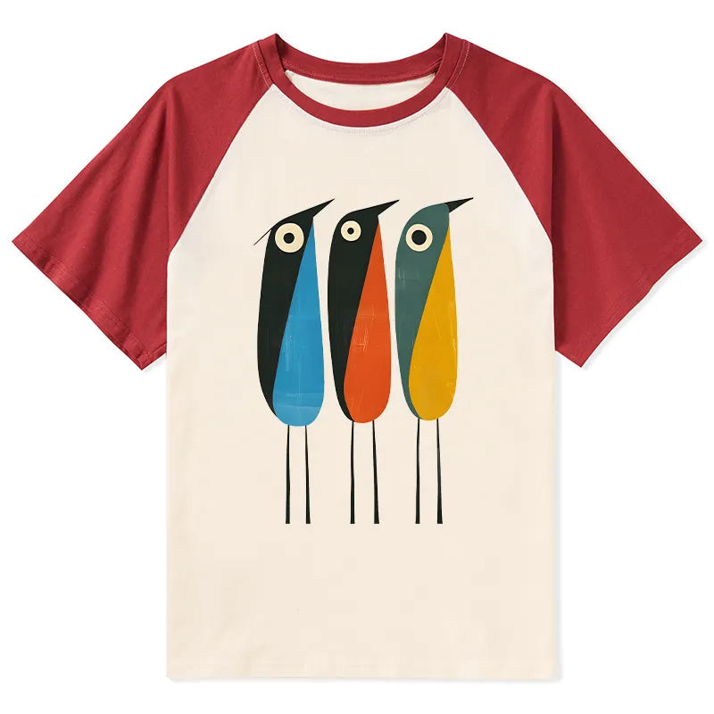 Tokyo-Tiger Bold Shape Birds Raglan T-shirt