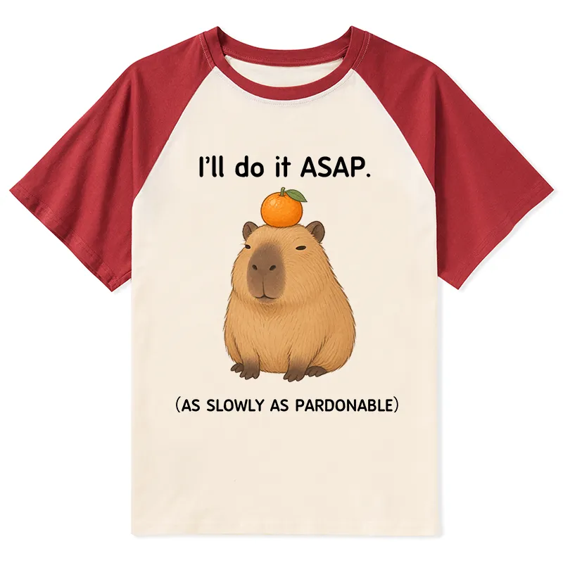 Tokyo-Tiger Slow Task Capybara Meme Raglan T-shirt