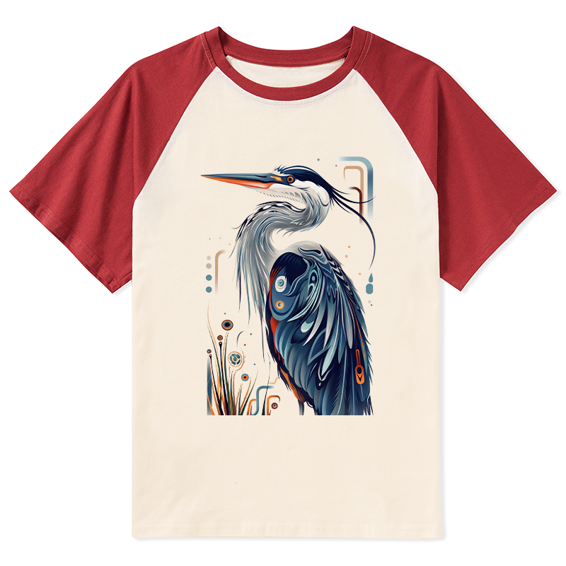 Tokyo-Tiger Stylish Blue Heron Raglan T-shirt