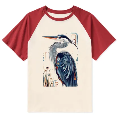Tokyo-Tiger Stylish Blue Heron Raglan T-shirt