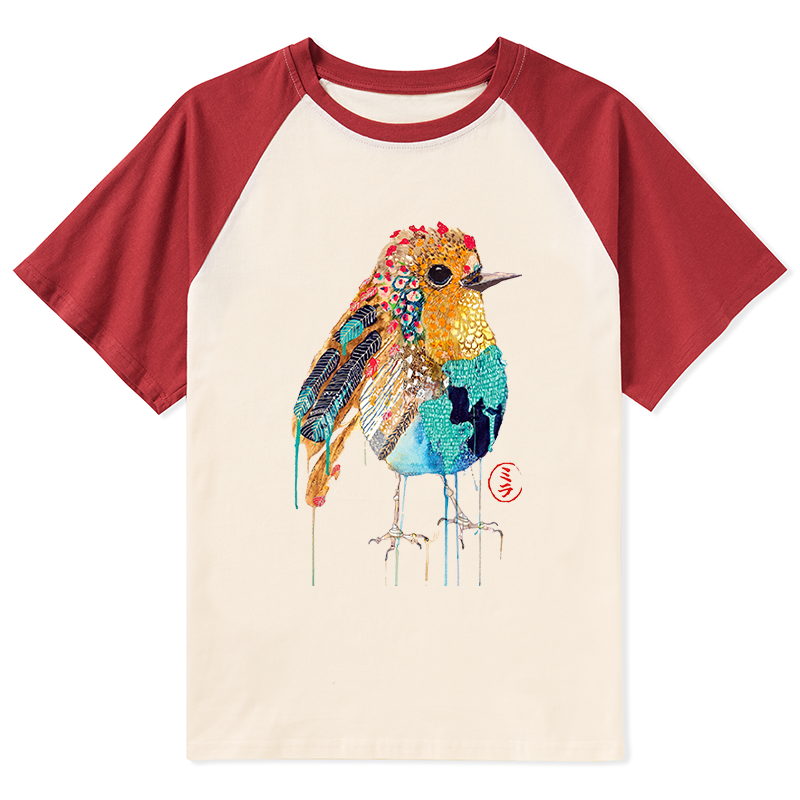 Tokyo-Tiger Sparkly Wild Bird Raglan T-shirt