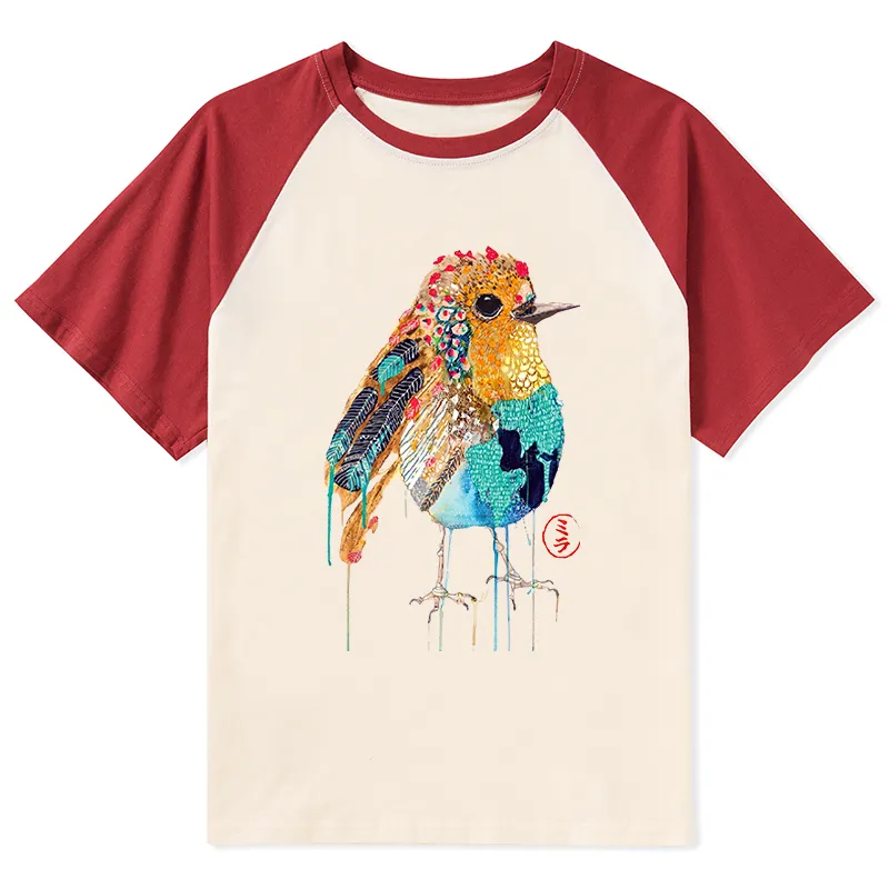 Tokyo-Tiger Sparkly Wild Bird Raglan T-shirt
